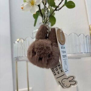 Adorable Miffy🐰💗 Fluffy Dark Brown Bunny Keychain